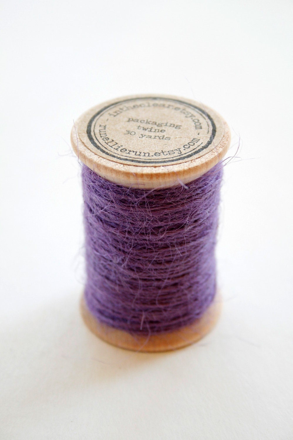 Burlap Twine - 30 Yards on Wooden Spool - Purple Color Jute