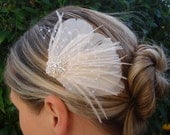 Bridal Headpiece, Bridal fascinator, Feather Headpiece, Feather fascinator, vintage style wedding hair accessories
