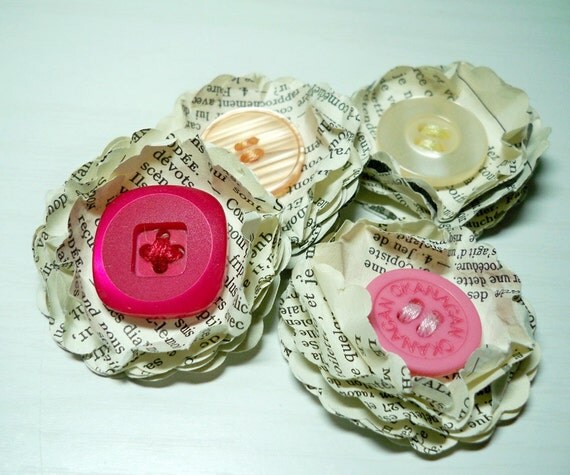 french paper button flowers