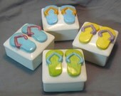 Ceramic Keepsake Box - Customizable Flip Flop Ceramic Keepsake Boxes-Set of 4