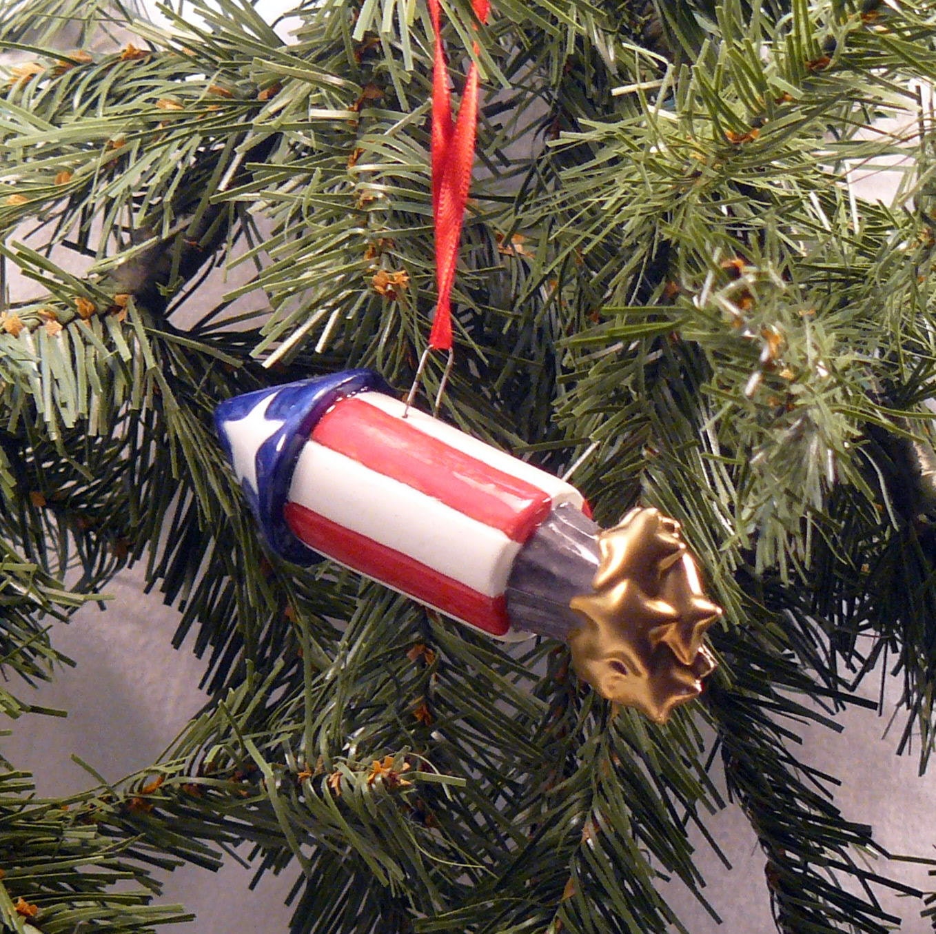 Ceramic Ornament Patriotic Rocket