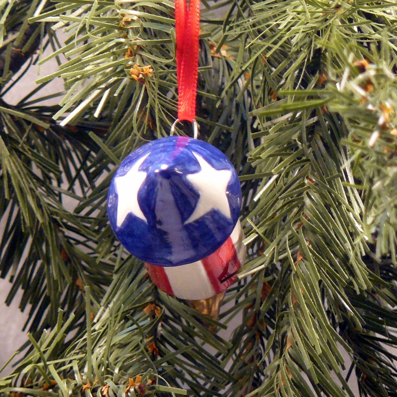Ceramic Ornament Patriotic Rocket