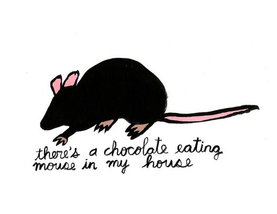 Chocolate Eating Mouse - Print -