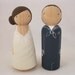 Military Bride and Groom Wedding Peg Doll Cake Topper