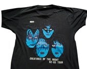 Authentic Vintage KISS Band TShirt Creatures of the Night Tour 82-83 1980s LARGE