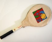 SALE Vintage Tennis Racket w Cover Billie Jean King Racket by Bancroft. 80s 70s