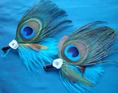 peacock boutionners for the bride and grooms moms set of two