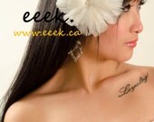 Natural White Feather Facinator with rhinestone center