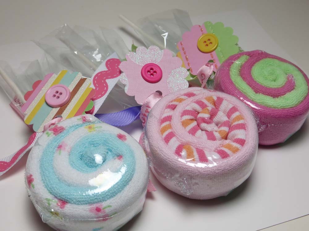 Baby Washcloth Lollipop Set - Half a Dozen Soft Baby Washcloths