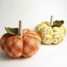 Orange Plaid Pumpkin Pincushion with Leaf
