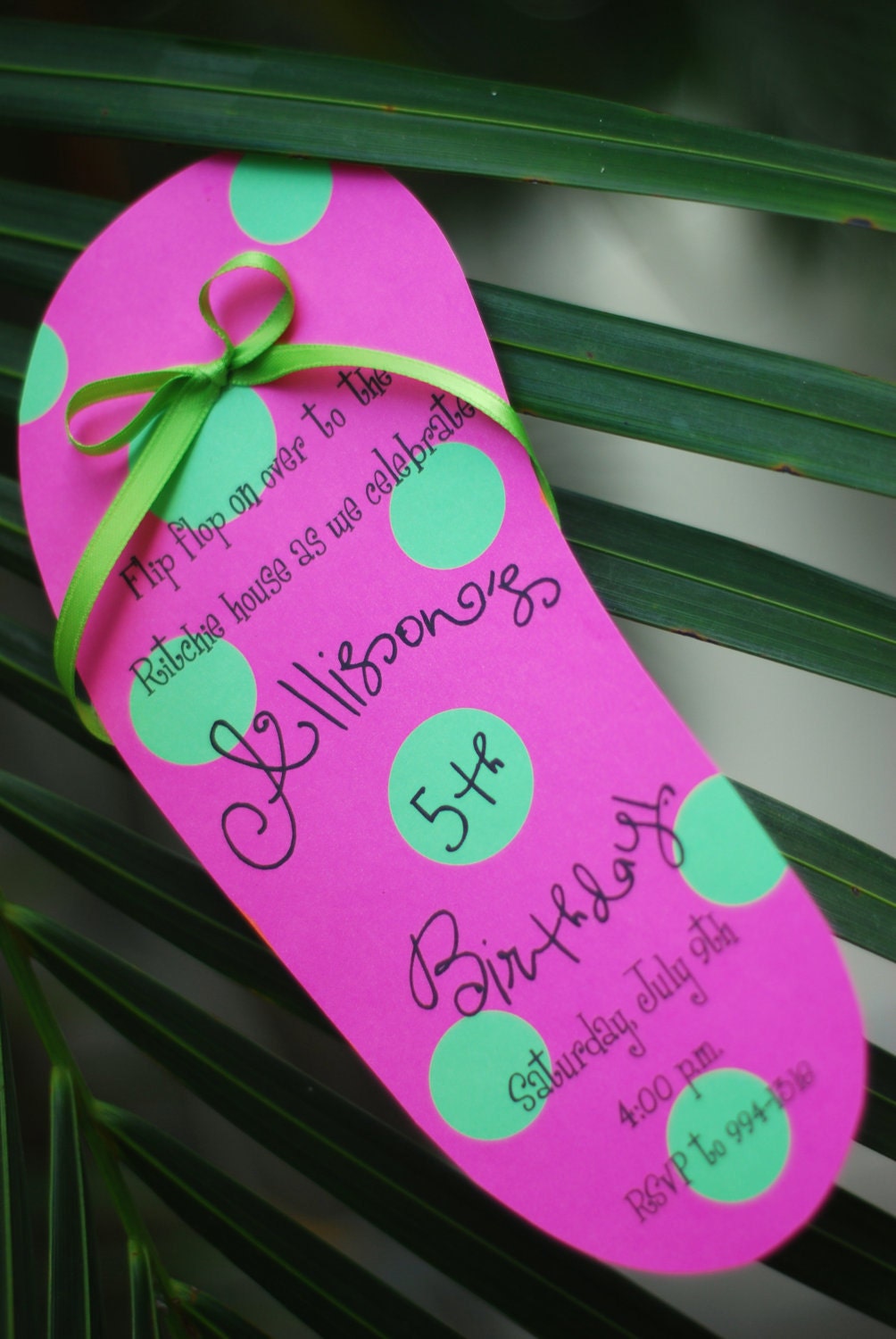 Pool Party Luau Flip Flop birthday invitation and or banner