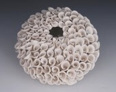 White Ceramic Art Vase - Decorative - Hydrangea - Flower - Texture - Sculpture - Contemporary - Modern