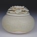 Green Ceramic Lidded Box - Lotus Flower - Decorative Modern Contempoary -Wedding Gift Idea