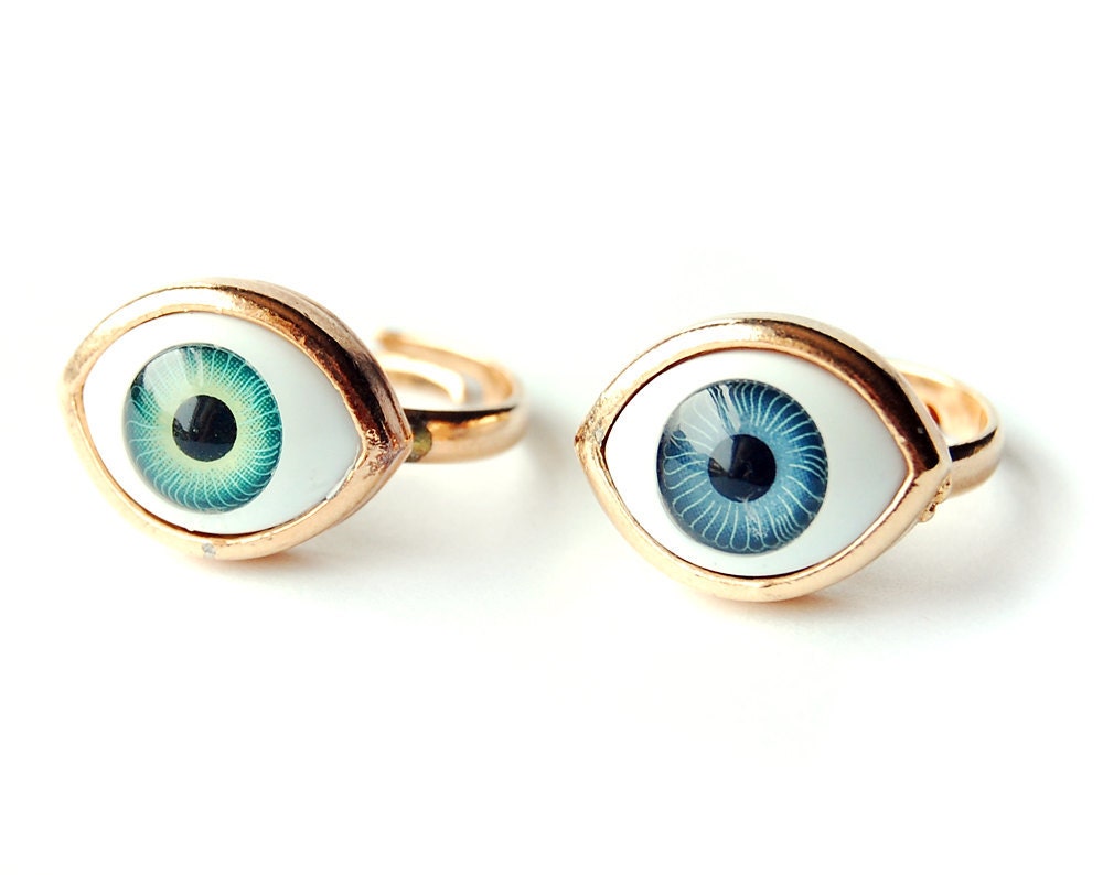 Mystical Silver Rimmed Evil Eye Adjustable Ring with Brown Iris