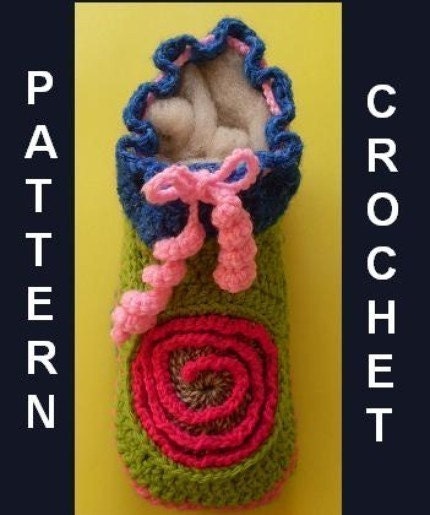 Ethnicdesign CROCHET Pattern, Number 14/ Slippers / Adult / Freeform / Multicolor .. Size 9 To 10 Included