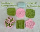 Scrubbies Set 6 Designs Included - Crochet Pattern 47  - Green Pink - Perfect Gift  - Fast and Easy