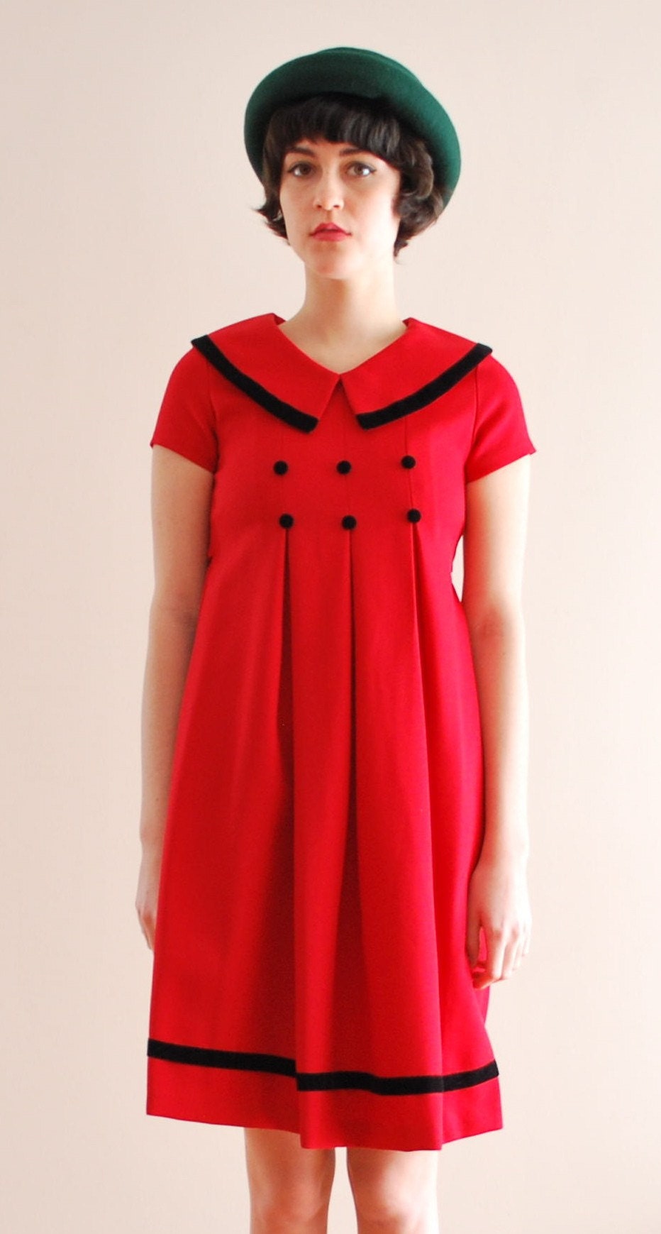 r e s e r v e d for skyetalb Scarlet Sailor Mini Dress with Velvet Trim