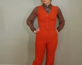 70's Rust Corduroy Vest and Pants Set, M