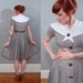 50's/60's Brown and Navy Plaid Sailor Collar Dress, XS/S