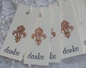 German Thank You Tags Fleur de Lis set of 12