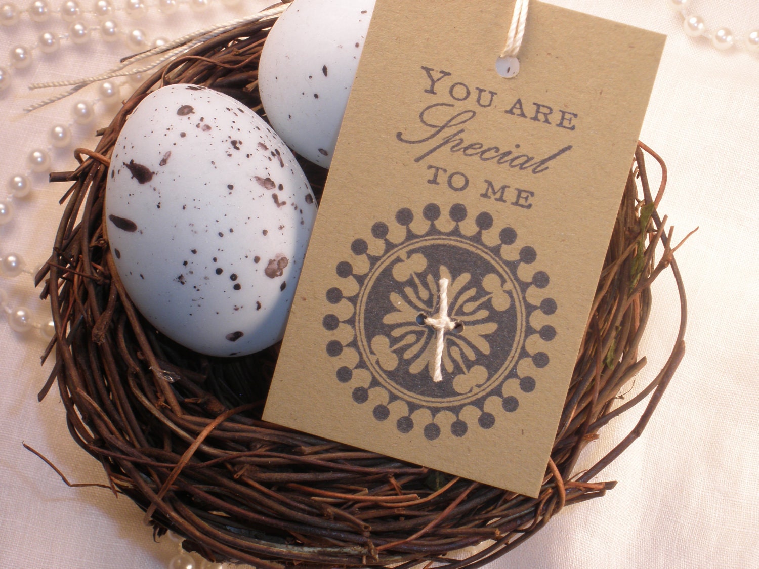 Button Kraft Tags You Are Special Vintage Inspired Set of 6