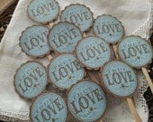 Cupcake Toppers True Love Wedding Set of 12