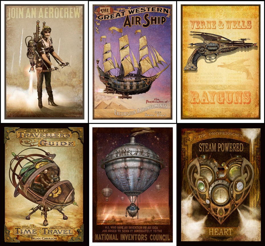 Steampunk Vintage Ad Series - Note Card Set by Brian Giberson