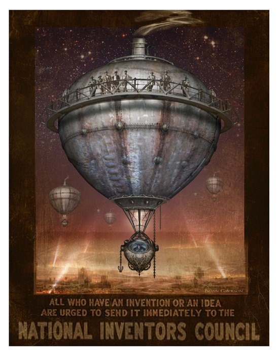 Steampunk Vintage Ad Series - Lead Balloon - Blank Notecard by Brian Giberson