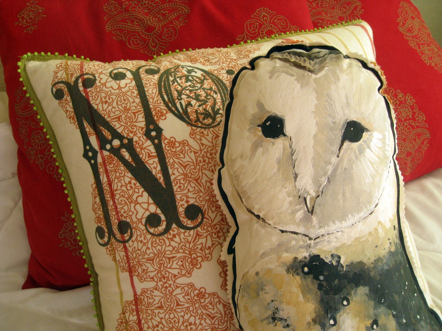 What a Hoot: Hand Painted Barn Owl Pillow