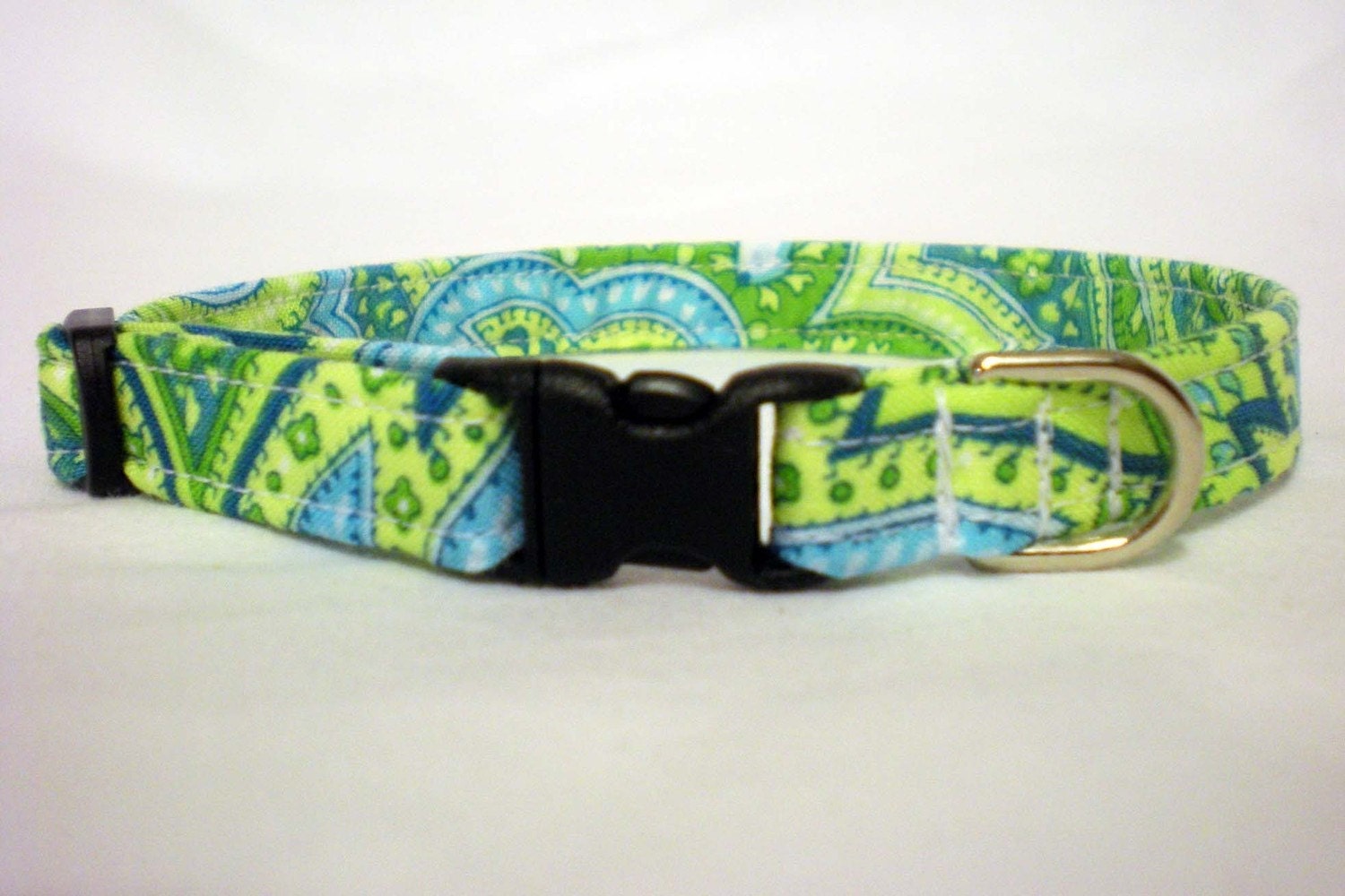 Cat Collar Custom Handmade- Pretty Green Paisley Fabric from PinkysPetGear on Etsy