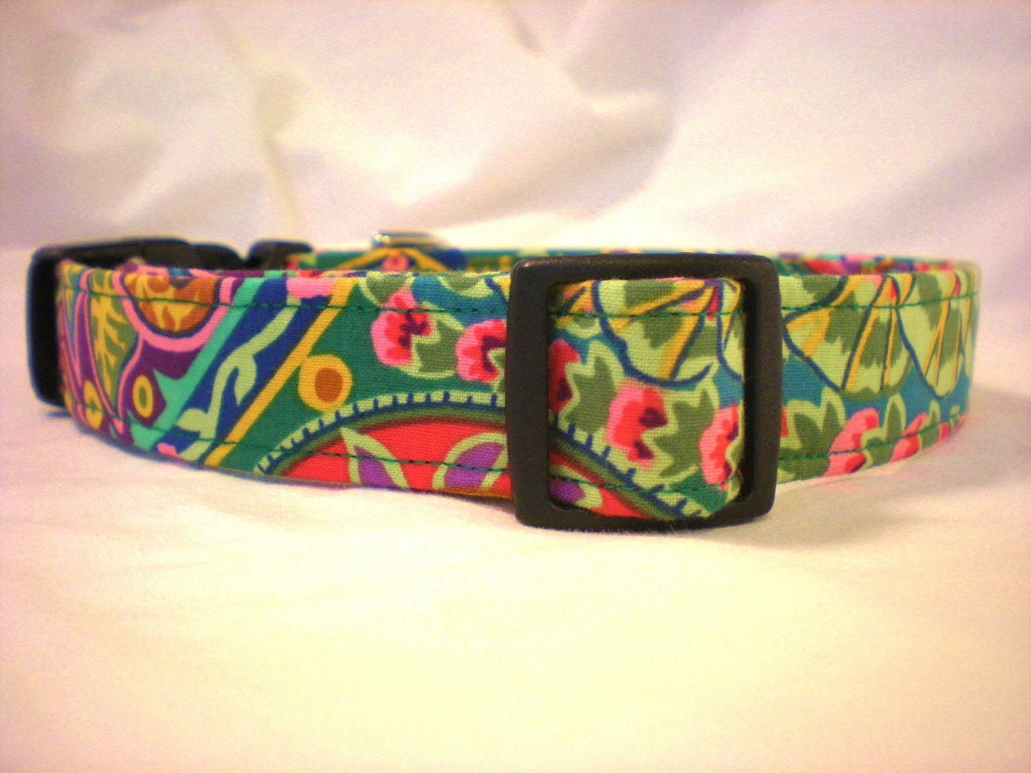 Dog Collar Custom Handmade Paisley Jungle Green from PinkysPetGear on Etsy