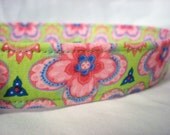 Pink Flowers Dog Collar Green Blue Floral by PinkysPetGear on Etsy