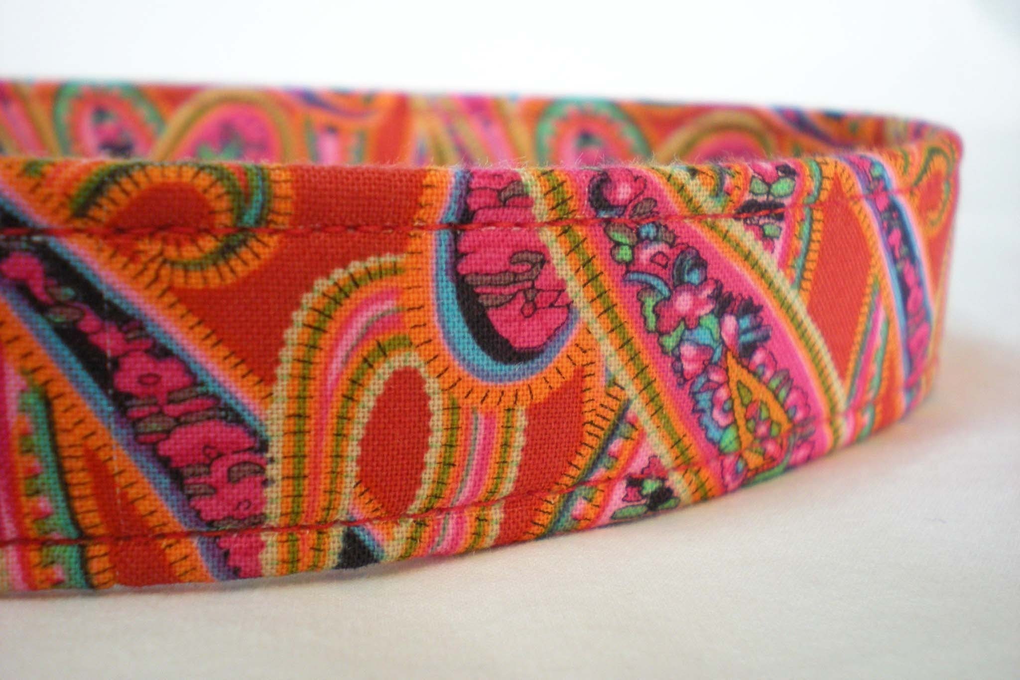 Dog Collar Custom Handmade- Kaffe Fassett Liberty of London Cravat Red Fabric from PinkysPetGear on Etsy