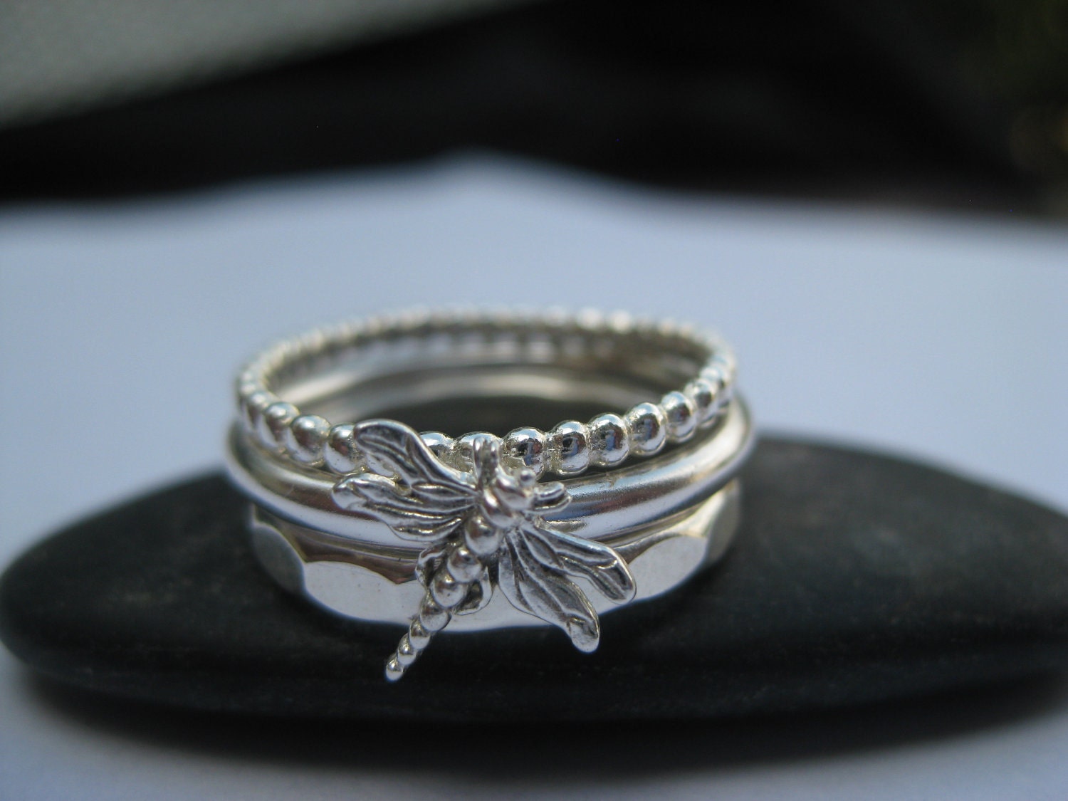 Dainty Dragonfly Stacking Rings