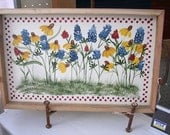 Wooden Wildflower Tray w horseshoe handles