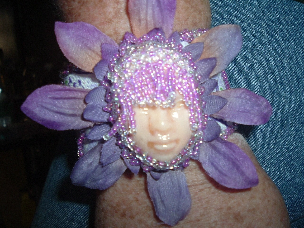 Gypsy Violet  Beaded cuff bracelet