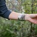 Silver Steel Leather  Wrist Wrap Bracelet