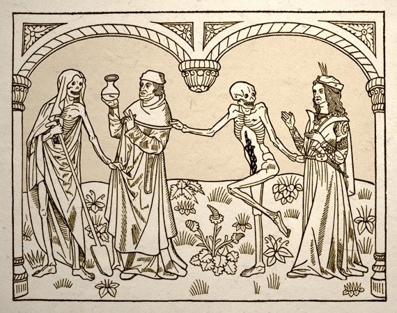 Dance Macabre Gothic Medieval Art Print Set