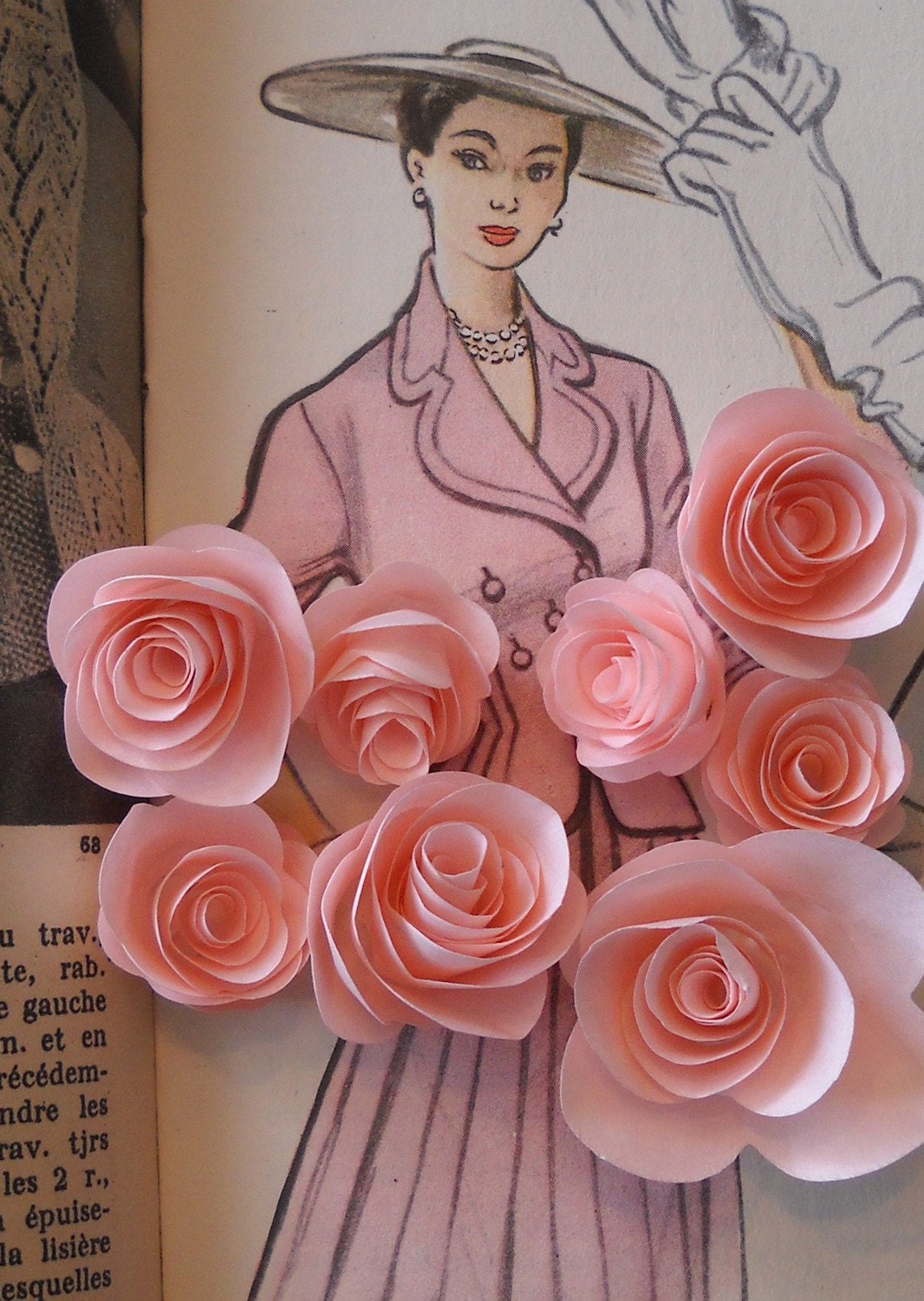 Pink Tea Rosettes - set of 20