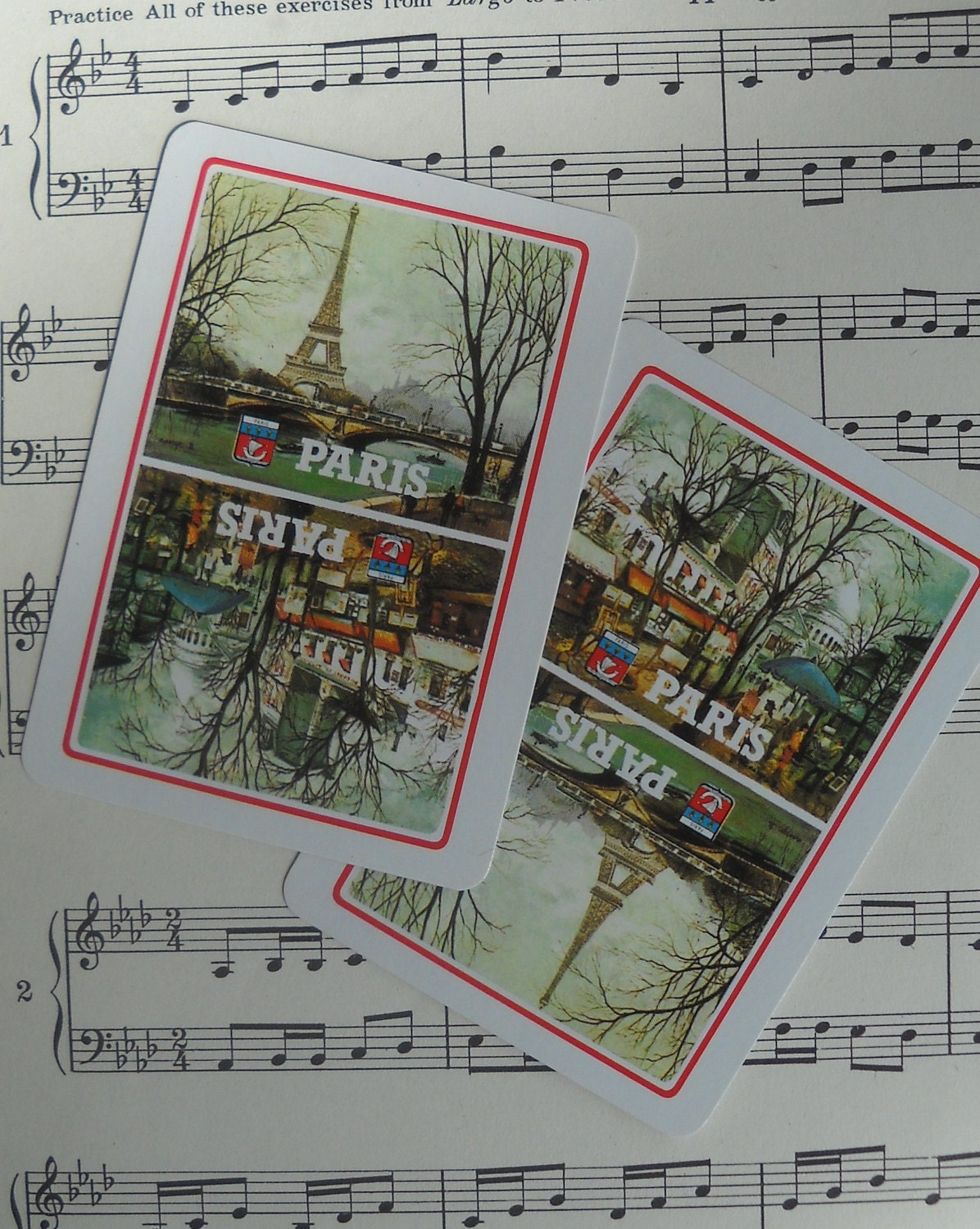 Vintage playing cards- Paris in the fall