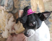 Cute hot pink  color  mini  hat with   feather and   flowers for dog or cat