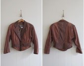 1980s vintage brown leather bomber jacket