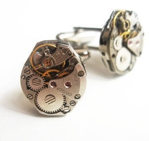 Cufflinks - RARE PERFECTLY MATCHED Steampunk Cufflinks (watch movement) - in Australia - Offered by Red Zebra Designs