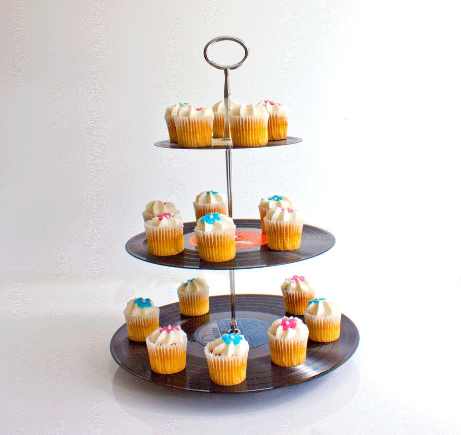 Cupcake Stand - Upcycled Vinyl Records