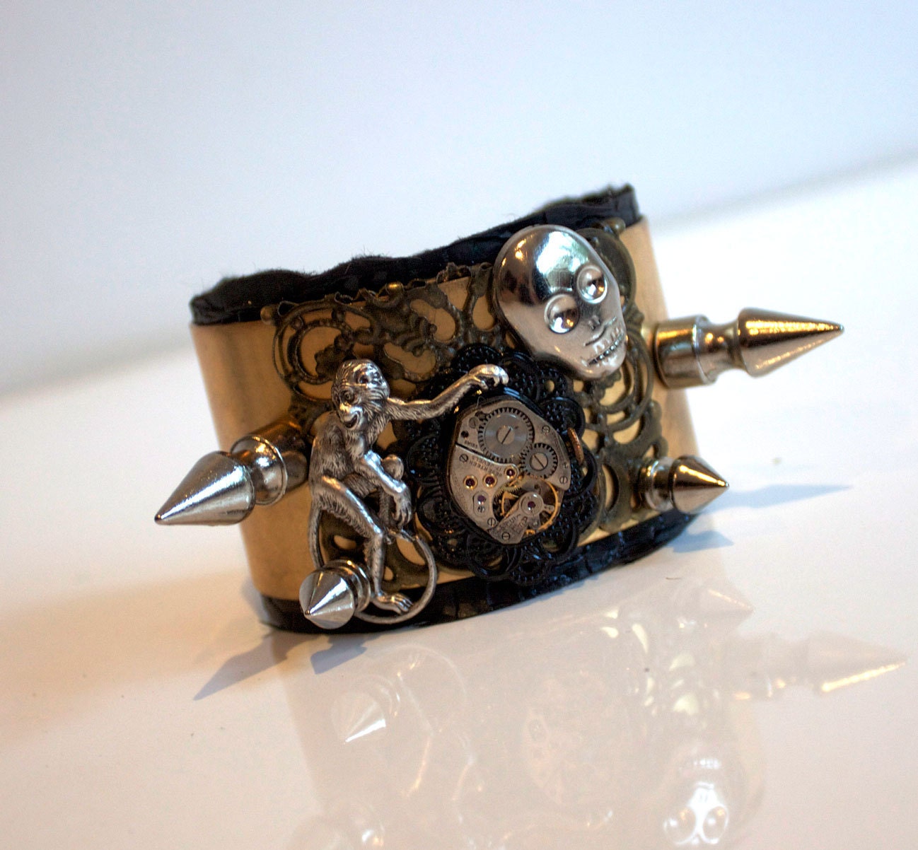 Steampunk Cuff Bracelet Monkey Mad - Neo Victorian Goth