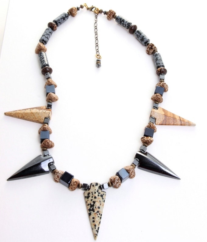 stone bead necklace Show Stopper semi precious adjustable