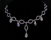 Bridal Choker Necklace with Backdrop Swarovski Crystal AB Links Teardrop Adjustable Madeline  Custom ColorsFree Shipping
