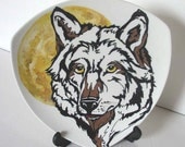 Decorative Plate - Wolf and Moon, Original painting by Yury Tarler