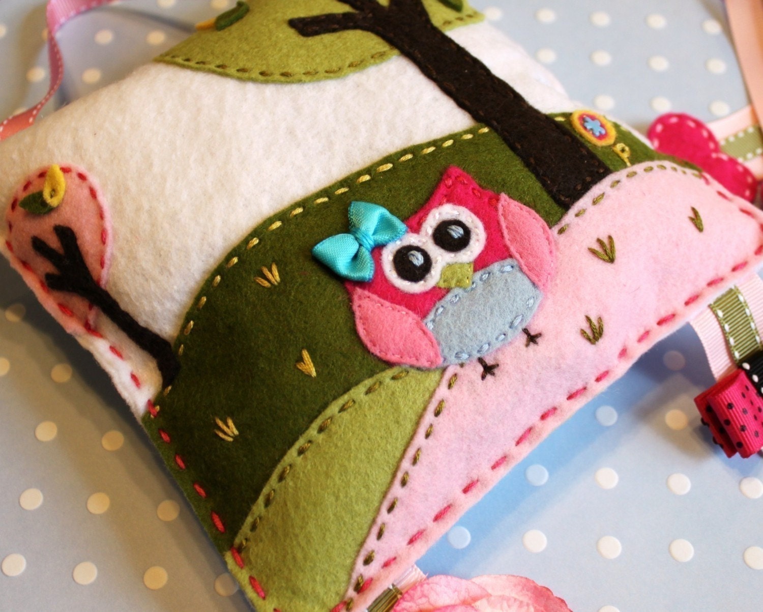 Owl felt hair clip bow holder, hair bowholder, clippie holder