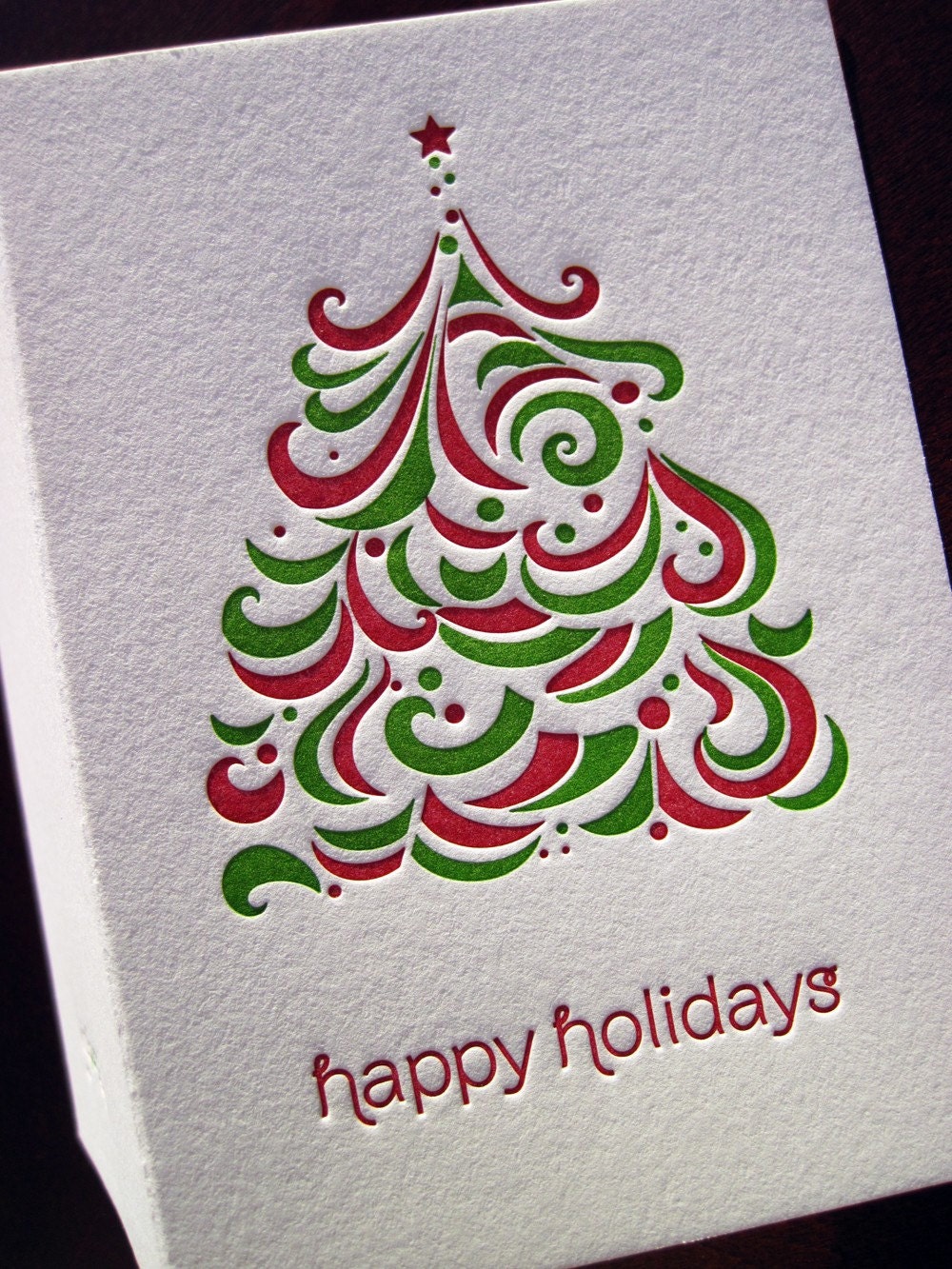 Set of 6 Letterpress Printed Holiday Cards